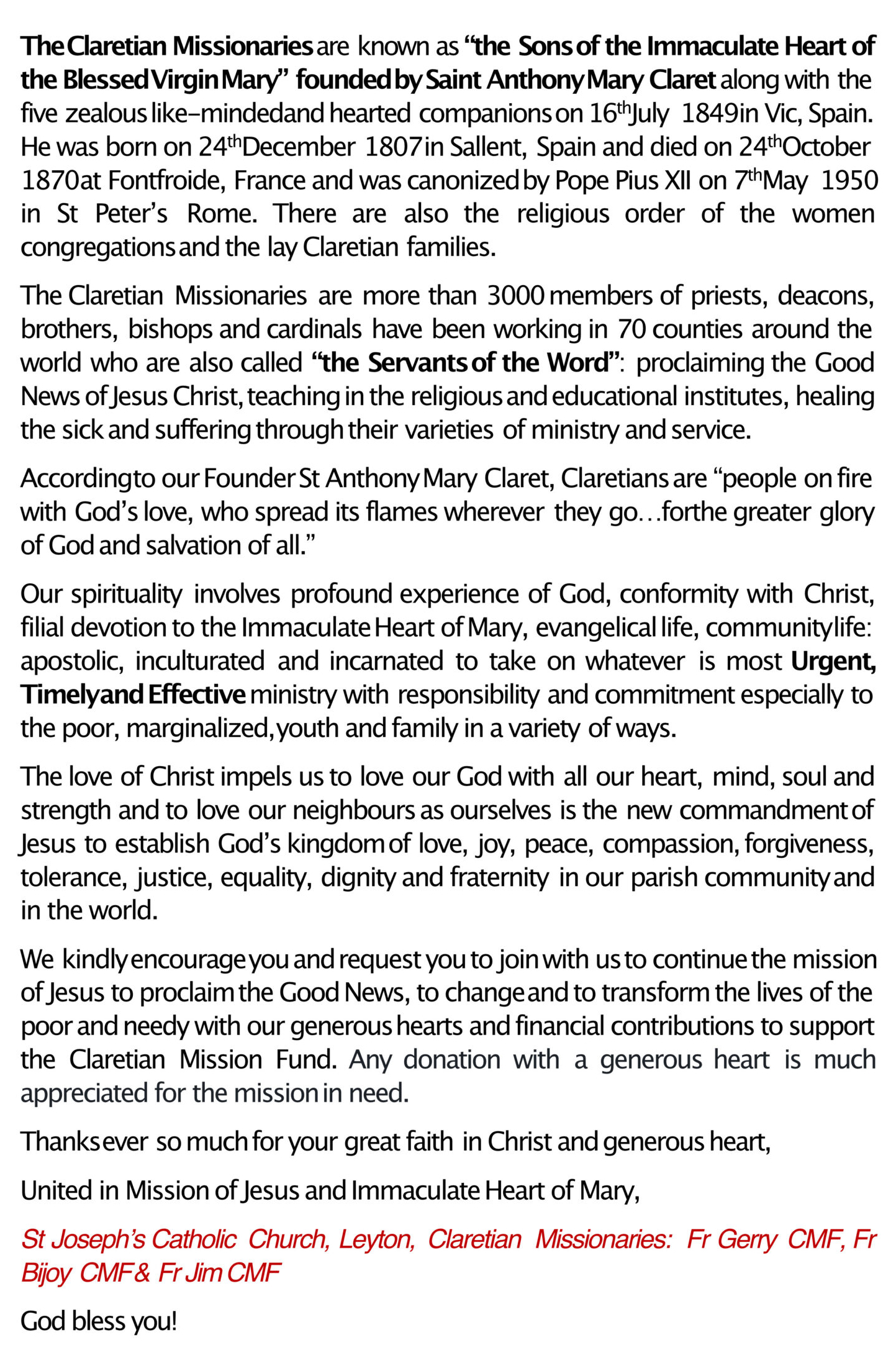 Claretian Mission Appeal 2023 2