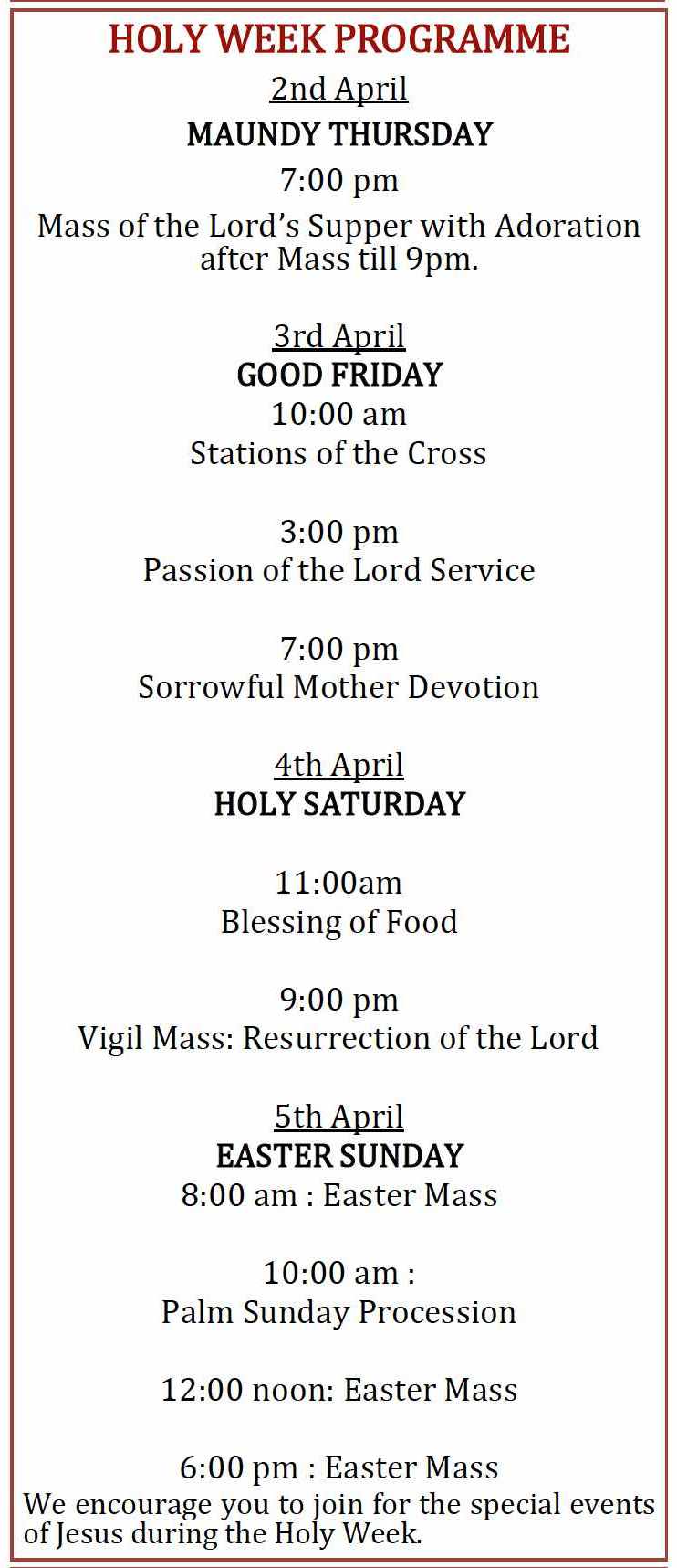 Holy Week Programme 1