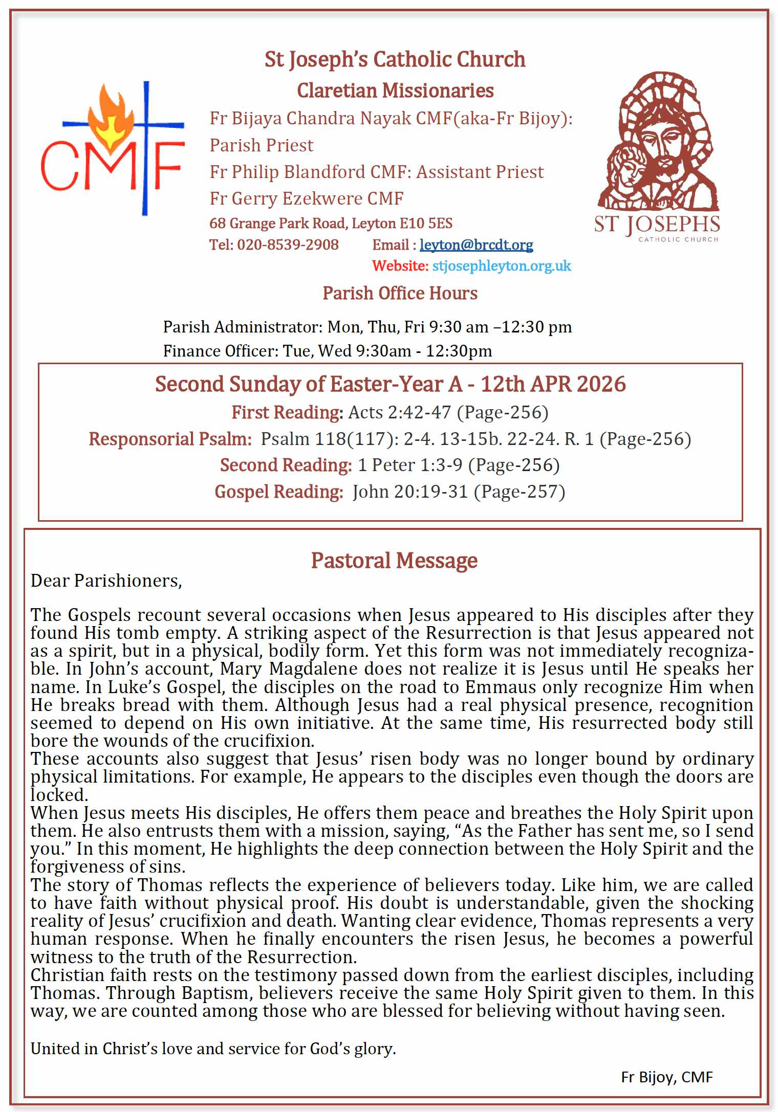 SECOND SUNDAY OF EASTER YEAR A 1